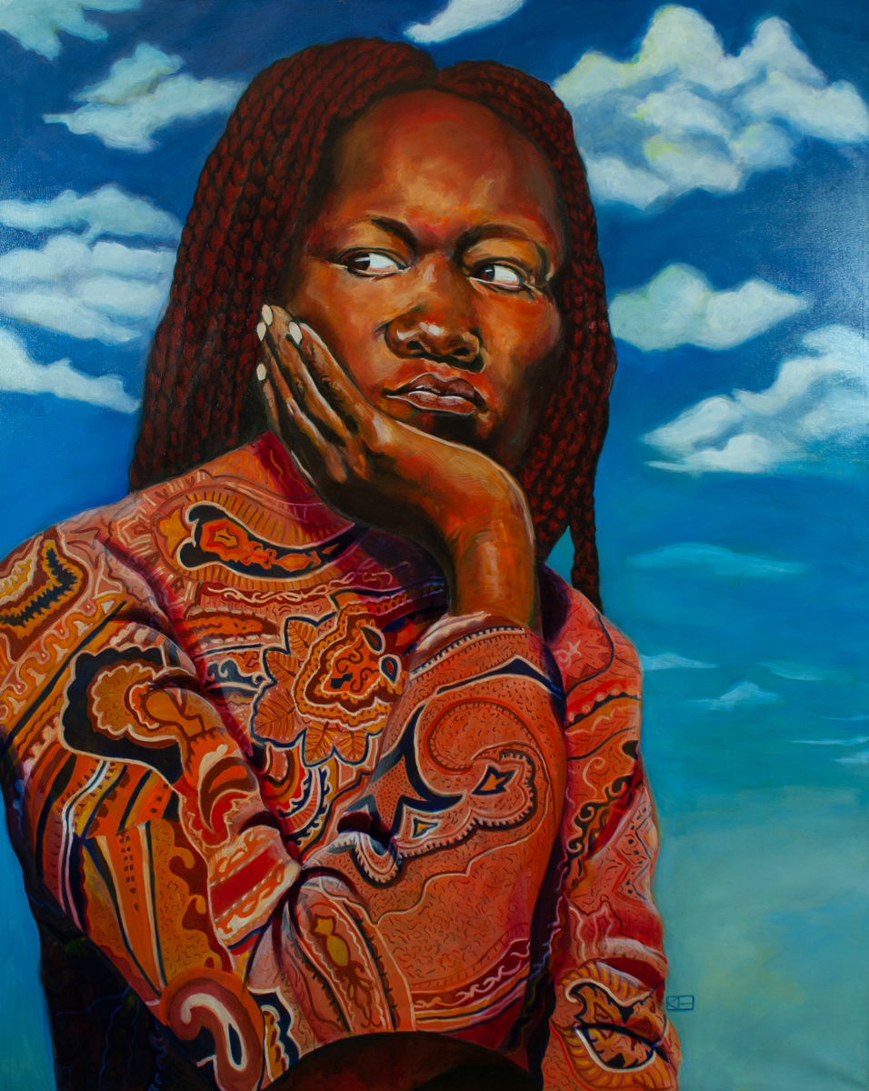Woman in Printed Dress